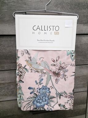 The Callisto Home Peacock Floral Window Curtains Two Rod Pocket Panels X 2 New